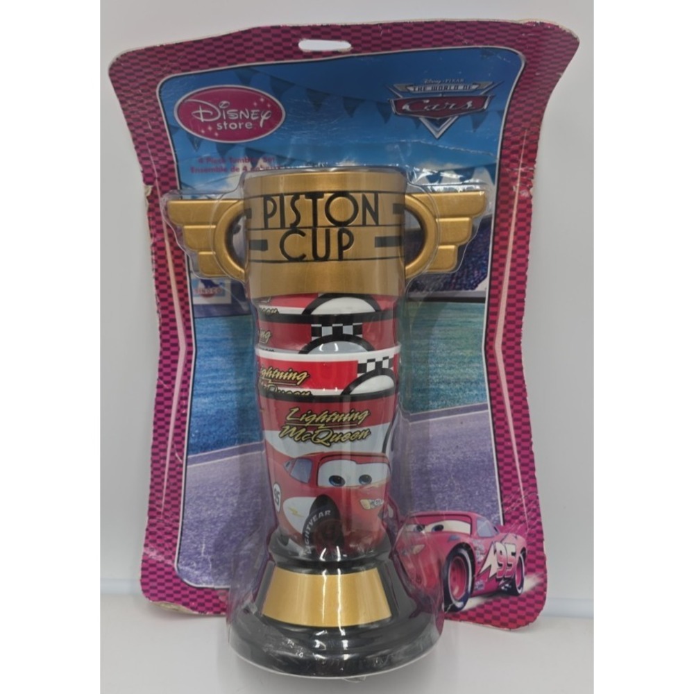 Disney Lightning McQueen Piston Cup 4 Piece Cup Set Disneyland Walt Vintage‎